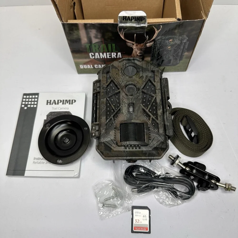 Hapimp‎ Trail Camera 32MP 4K Video Dual Camera NightVision W/32GB SD card X 2